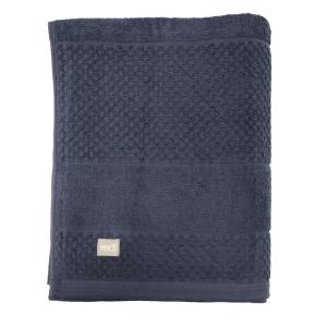 Frotte Spa, enfärgad handduk med randning och rutmönster, Stl. 90x150 cm, Marinblå