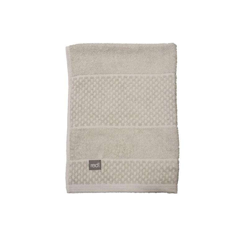 Frotte Spa, enfärgad gästhandduk med randning och rutmönster Stl. 30x50 cm, Sand