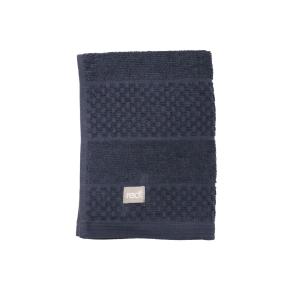 Frotte Spa, enfärgad gästhandduk med randning och rutmönster Stl. 30x50 cm, Marinblå