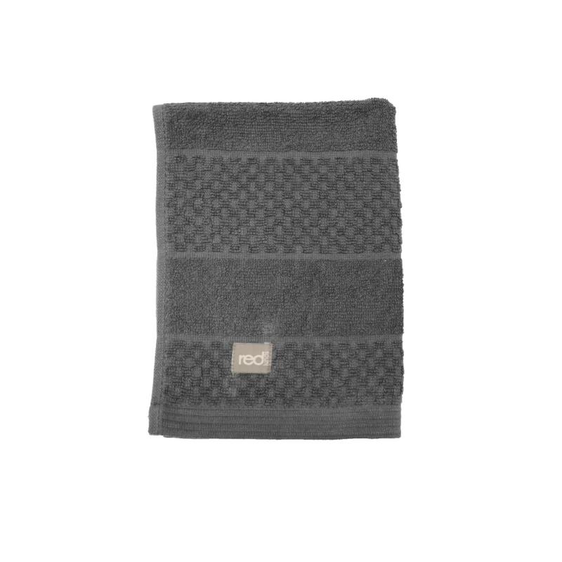 Frotte Spa, enfärgad gästhandduk med randning och rutmönster Stl. 30x50 cm, Grå