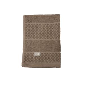 Frotte Spa, enfärgad gästhandduk med randning och rutmönster Stl. 30x50 cm, Mullvad