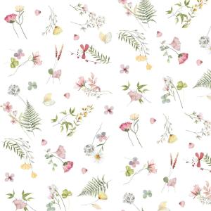 Gardinkappa LEA på metervara, småblommig, rosa och grön