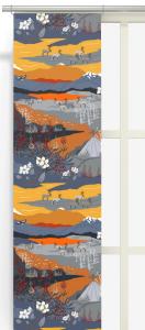 Panelgardin Fjällvandring, renar i fjällen, Stl: 2st 43x260cm, orange, lila