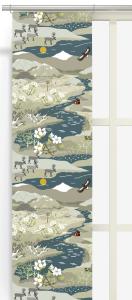 Panelgardin Fjällvandring, renar i fjällen, Stl: 2st 43x260cm, turkos