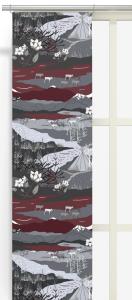 Panelgardin Fjällvandring, renar i fjällen, Stl: 2st 43x260cm, grå, vinröd