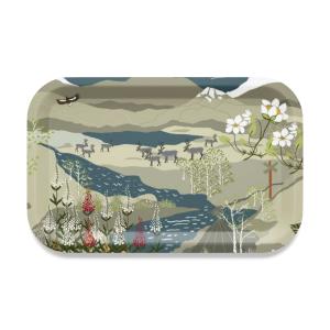 Bricka FJÄLLVANDRING, renar bland fjällen, Stl. 33x21cm, turkos