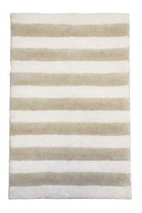 Badrumsmatta River, randig matta i vitt och linnefärg