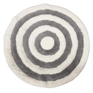 Rund badrumsmatta River, randig matta i vitt och grått