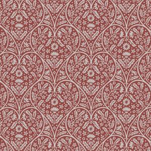 Vaxduk på metervara SVEA hjärtformat mönster och snirklande blad i rött