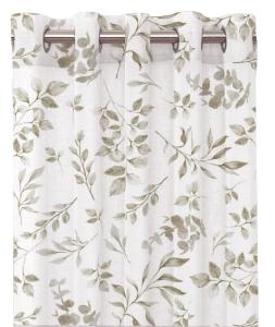 Gardin LOKE med beige blad på offwhite bottenfärg