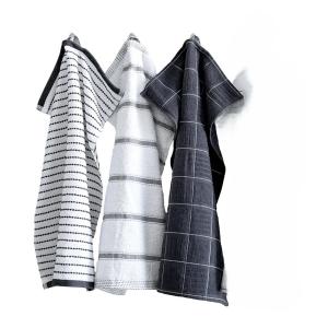 Frotte Kökshanddukar VISBY 3-pack, för dina händer i kök/bad, mörkgrå, grå, vit.