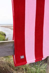 Badlakan, Beachfrotte HAPPY i mjuk velour med ränder i rosa och rött