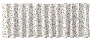 Gardinkappa LOTTA på metervara, gula och aprikos små blommor, vit botten