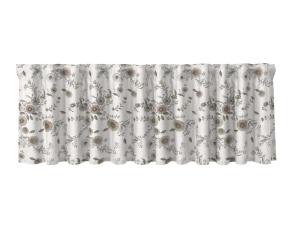 Gardinkappa RAKEL på metervara, beige och grå blommor, vit botten