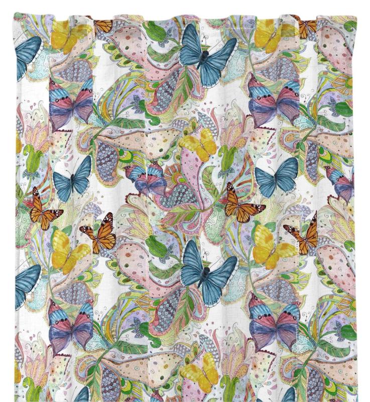 Gardin Fjärilar, med fjärilar i olika färger. 2 pack, Stl. 2x140x250 cm, Multi