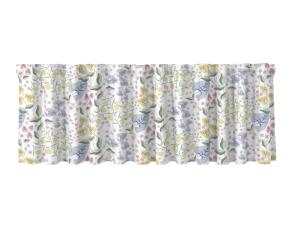 Gardinkappa Liv, med slingrande växter. Stl. 50x250 cm, Vit/pastell