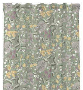 Gardin Liv med slingrande blad och blommor Stl. 2x135x245 cm, Grön/Rosa