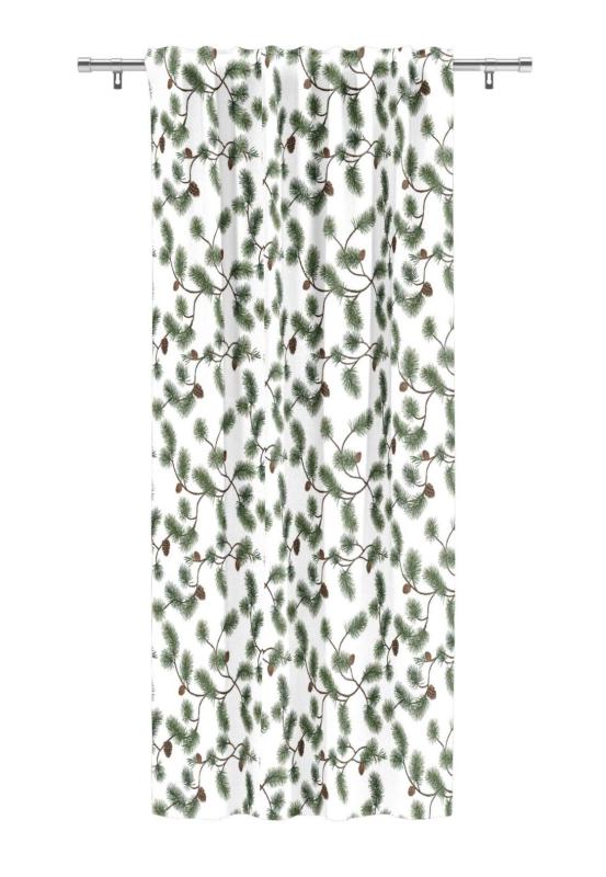 Gardinlängd Tallegren, tallkvistar och kottar, grön Stl: 1 st 140x270