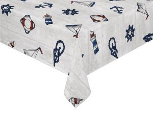 Vaxduk på metervara, MARITIM, marint mönster, segelbåtar, knopar, fyrar