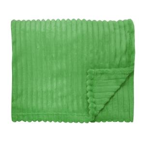 Pläd BALOO, enfärgad flanell fleece med ribbad struktur, Äppelgrön