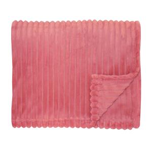 Pläd BALOO, enfärgad med ribbad struktur, stl.130x170 cm,  Bubbelgums rosa