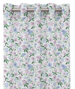 Öljettgardin Saga, blommig, Stl. 2x140x240 cm, Blå