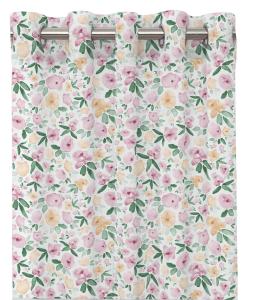 Öljettgardin Saga, blommig, Stl. 2x140x240 cm, Rosa
