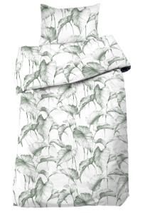 Bäddset Sam, 2-dels med stora blad, Stl. 150x210, 50x60 cm, Vit botten, grön
