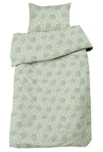 Bäddset Billie i satin, 2-dels, stora ritade blommor, Stl. 150x210, 50x60 cm, Grön