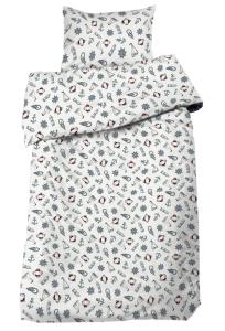 Bäddset Maritim, 2-dels med maritimt mönster, Stl. 150x210, 50x60 cm, Vit bottenfärg