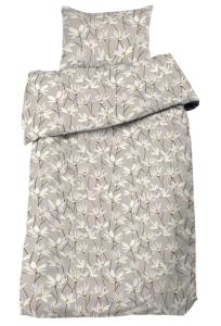 Bäddset Ylva, 2-dels med blommor Stl.150x210, 50x60 cm, Linne/vit