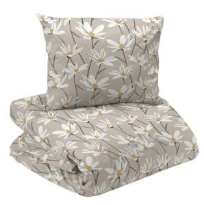 Bäddset Ylva, 2-dels med blommor Stl.150x210, 50x60 cm, Linne/vit