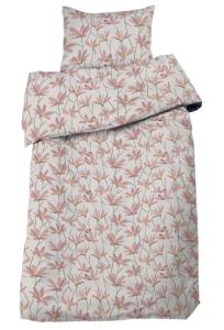 Bäddset Ylva, 2-dels med blommor Stl.150x210, 50x60 cm, Linne, rosa