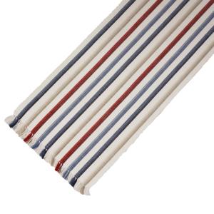 Bordslöpare Emma, randig med frans, Stl. 35x120 cm, Marinblå, röd, offwhite, beige