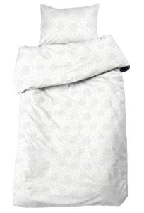 Bäddset Billie i satin, 2-dels, stora ritade blommor, Stl. 150x210, 50x60 cm, Vit