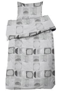 Bäddset Como, påslakan och örngott, grafiskt mönster i grått