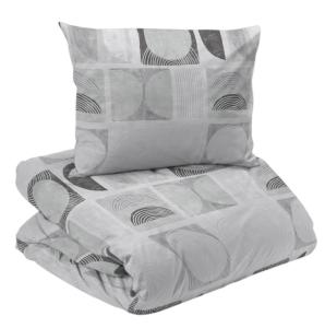 Bäddset Como, påslakan och örngott, grafiskt mönster i grått