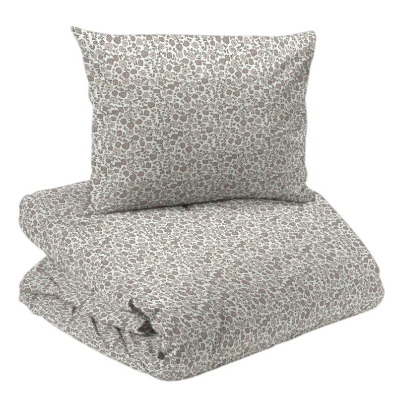 Bäddset ESTER, 2-dels för spjälsäng, småblommig, Stl. 100x130, 35x55 cm, Beige, grön