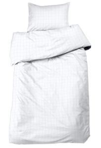 Bäddset SQUARE stilrent rutigt påslakanset med hotellkänsla i skön satin i vitt