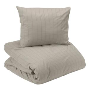 Bäddset SQUARE stilrent rutigt påslakanset med hotellkänsla i skön satin i sandfärg