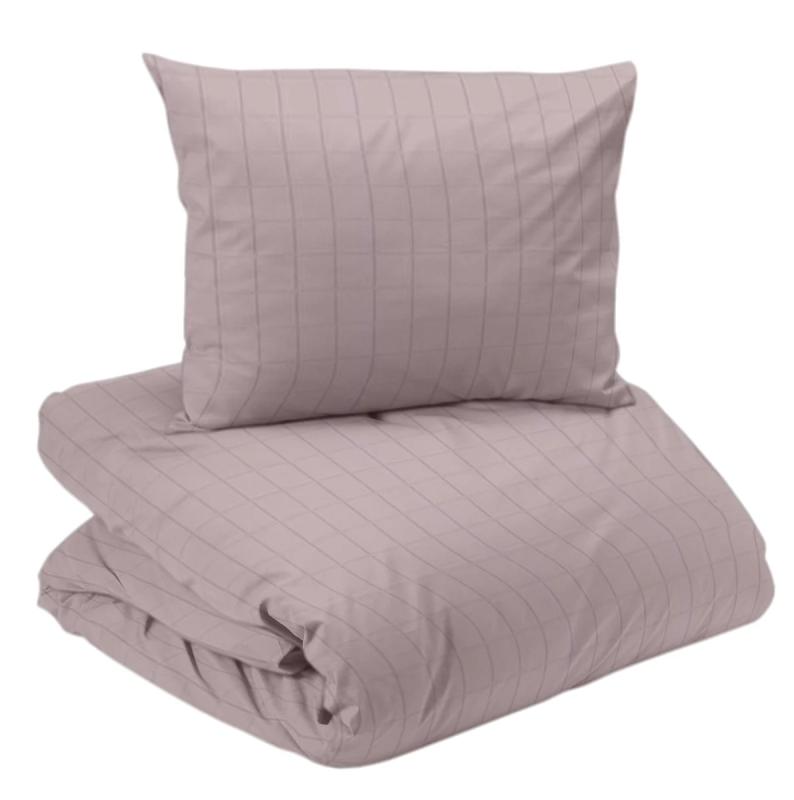 Bäddset SQUARE stilrent rutigt påslakanset med hotellkänsla i skön satin i rosa