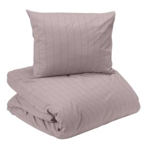 Bäddset SQUARE stilrent rutigt påslakanset med hotellkänsla i skön satin i rosa