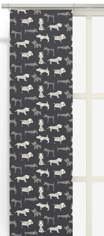 Panelgardin BYRACKOR 2x43x240 cm med olika hundar, grå