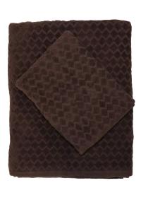 DIAMOND, Badlakan och handduk, enfärgad frotté i lyxig velour med rutmönster i chokladbrunt