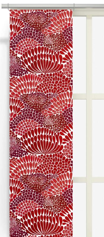 Panelgardin Korall, grafiskt korallrevs mönster , Stl. 2st 43x260cm, röd