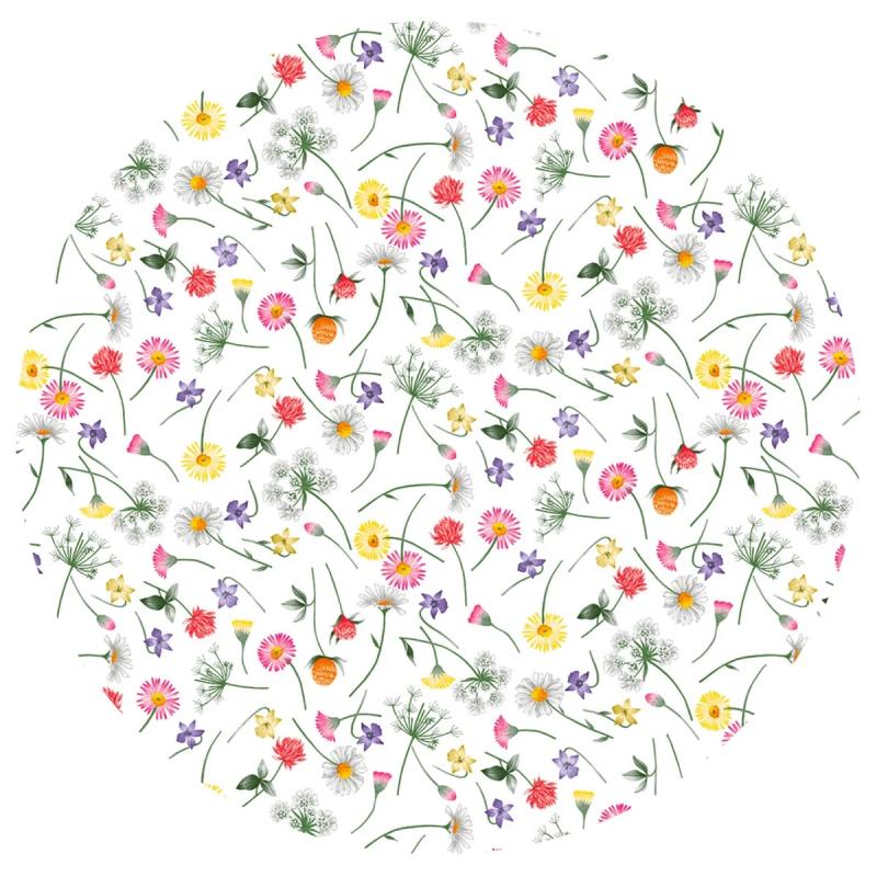 Rund Vaxduk, småblommig, diameter 140cm, multifärgad