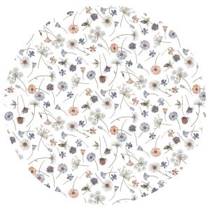Rund Vaxduk, småblommig, diameter 140cm, blå, rosa