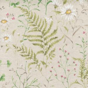 CTC Metervara BOTANICA, blommor och blad, avtorkningsbar, grön