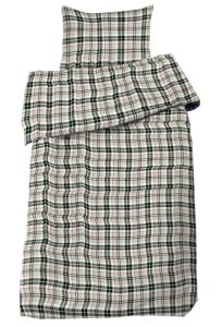 Bäddset TRYSIL i flanell. Rutig i beige och grönt