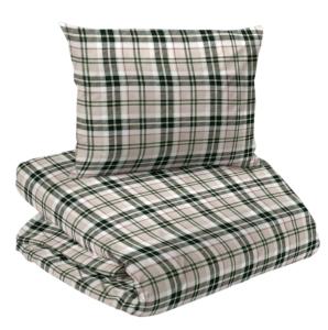 Bäddset TRYSIL i flanell. Rutig i beige och grönt